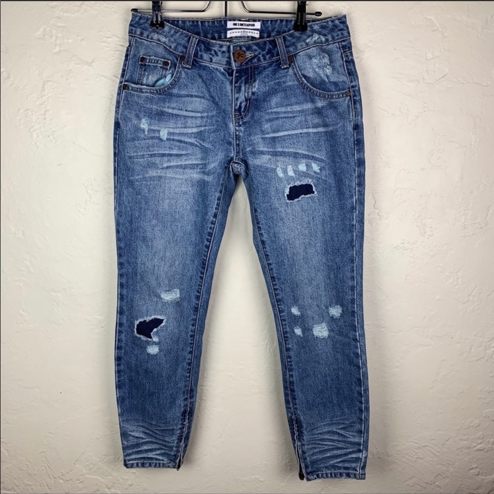 One Teaspoon Freebirds Distressed Ankle Zip Jeans